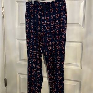 Mistle Toes NWOT Navy Christmas 🎄 Lounge Pants with Red Heart Candy Cane Pattern